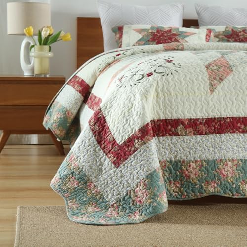 Cotton Bedspread Quilt Set 3 Piece Reversible King Size