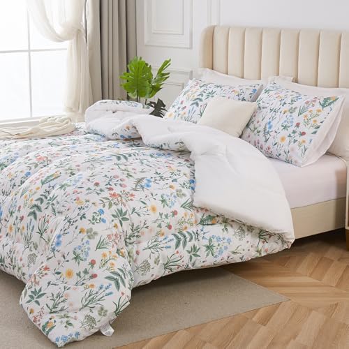 3 Piece Garden Floral Comforter Set with Pillow Cases
