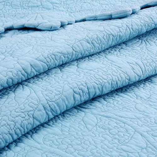 3-Pieces Embroidered Cotton Quilt Set with Decorative Border