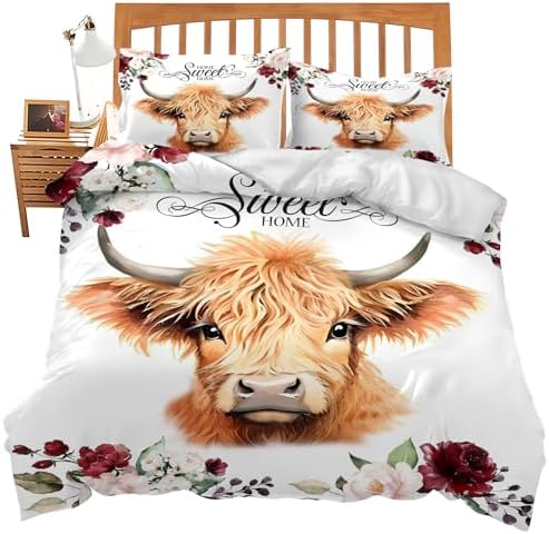 Highland Cow Comforter Set Queen Size