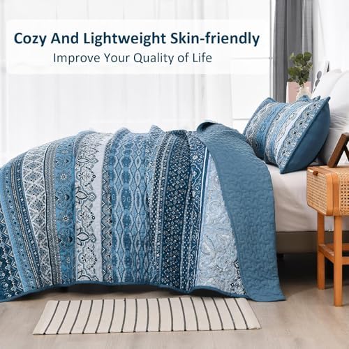 WONGS BEDDING Boho Striped Quilt Set Full Size 3 Pieces