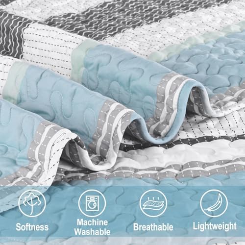 Siyaluens King Size Quilt Set - Sage Green 106x96
