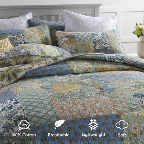 Camandy Cotton Reversible Quilt Set 3 Piece Queen Size