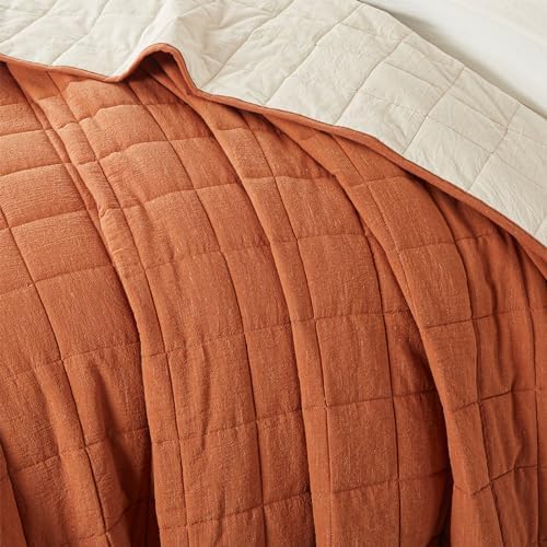 Cotton Quilt Bed Spreads 3-Piece Set Queen Burnt Orange