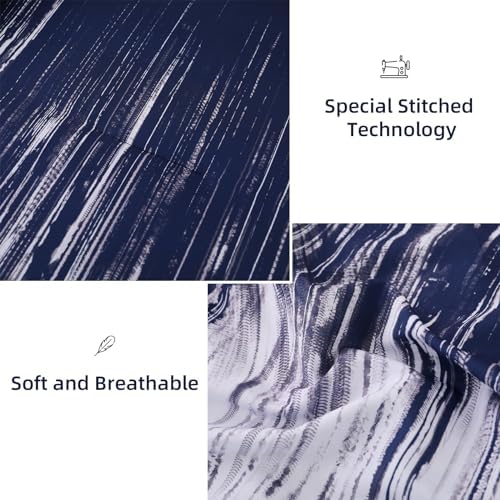 Dinjoy Ombre Navy Blue Comforter Set 7 Pieces