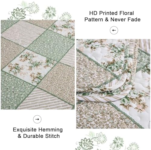 Menghomeus Sage Green Queen Quilt Set