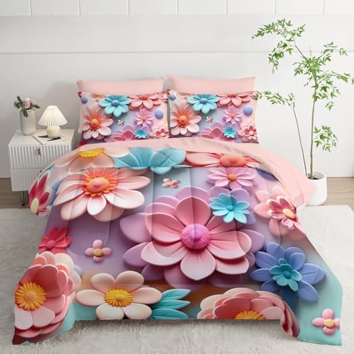 Pink Floral Comforter Set Queen 7 Piece