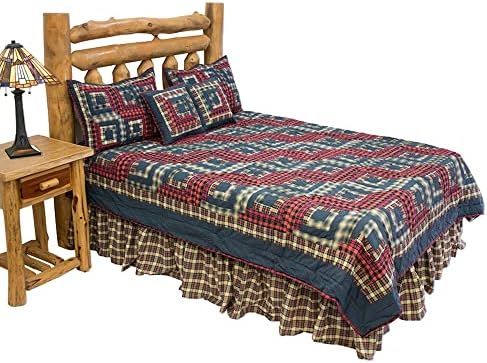 Blue Red Elegance Twin Quilt Set 5 Pieces
