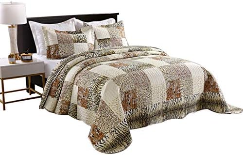 MarCielo 3 Piece Quilt Set Leopard Print Bedspread