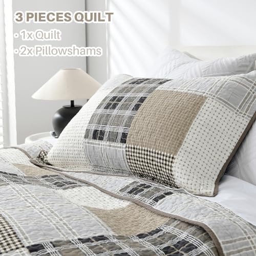 PANGUSHAN 100 Cotton Queen Quilt Set 3pcs 1