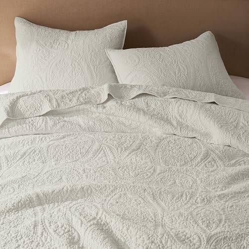 Palassio Beige Paisley Cotton Quilt Set King Size