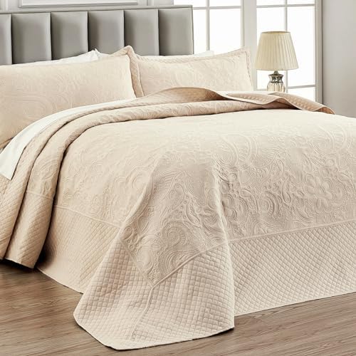 Qucover Oversized Cal King Quilt Set with Shams
