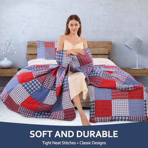 Jessy Home Plaid Quilt Set King Size Bedspread Coverlet
