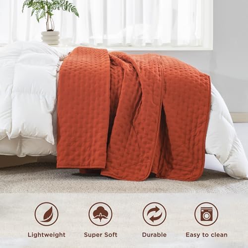 Andency California King Quilt Set 3 Piece Burnt Orange Bedding