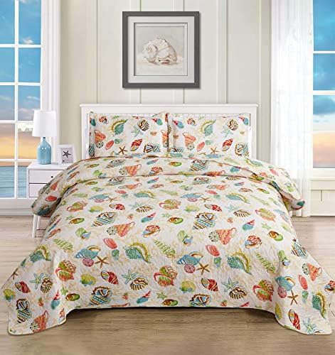 CHESITY Reversible Ocean Themed Beach Quilt Set