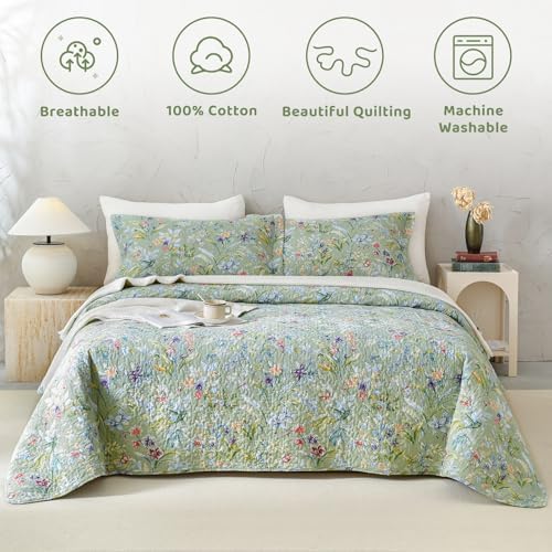 Sanracie 100 Cotton Oversized King Quilt Set 3Pcs