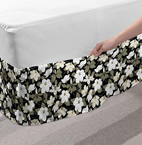 Lunarable Floral Bedskirt with Magnolia Print