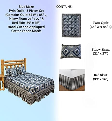 Patch Magic Blue Maze Twin Quilt Set