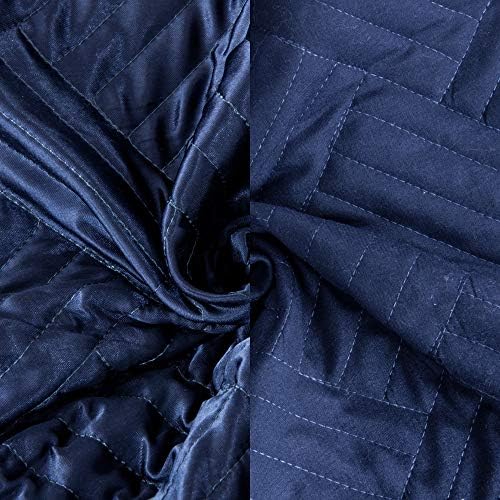 NTBAY King Silk Satin Quilt Set Navy Blue
