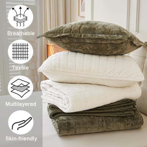 LR Rocaloca Velvet Quilt Set Army Green California King