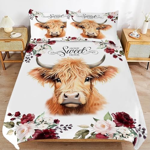 Highland Cow Comforter Set Queen Size