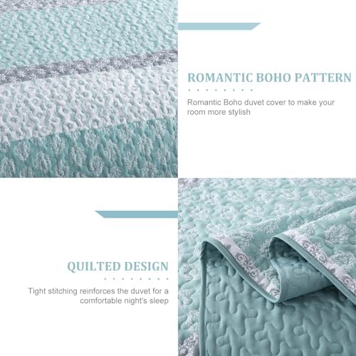 Cottolester Boho Striped Quilt Set Full Size 78x90 3 Pieces