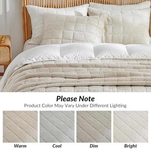 WARMDERN Linen Cotton Quilt Set King Size