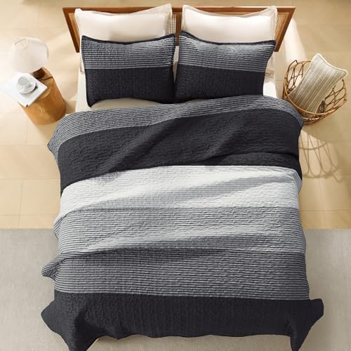 Litanika California King Quilt Set Stripe Design