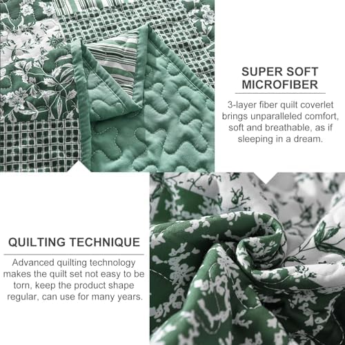 Mybedsoul Green Quilt Set Full Size 3 Pieces