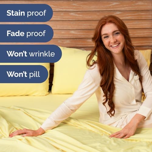 Wrap Around Dust Ruffle Bed Skirt 2 Pillowcases Bundle - Yellow