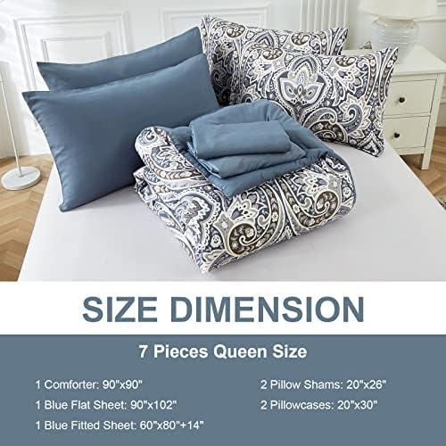Drucon Blue Paisley 7-Piece Comforter Set