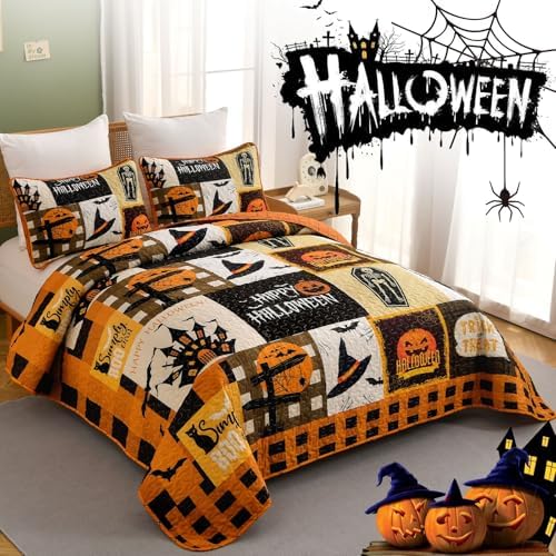 Luxudecor Halloween Quilt Set King Size