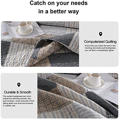 Pangushan Queen Size Patchwork Plaid Quilt Set