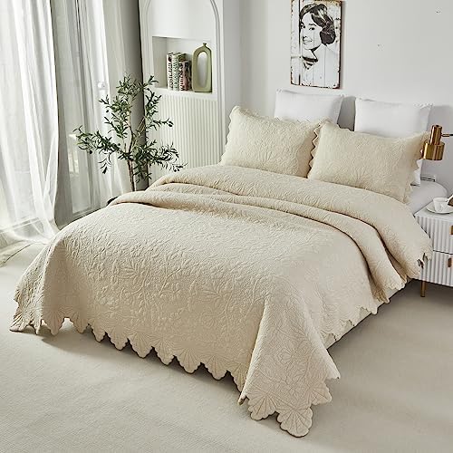 Brandream Cotton Beige Quilt Set 3-Piece