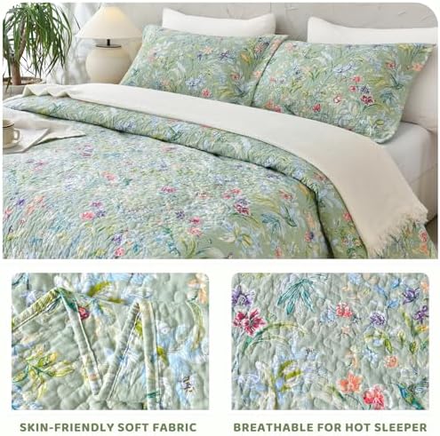 Sanracie 100 Cotton Oversized King Quilt Set 3Pcs