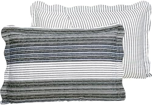 Brilliant Sunshine Multi Grey Striped Quilt Set