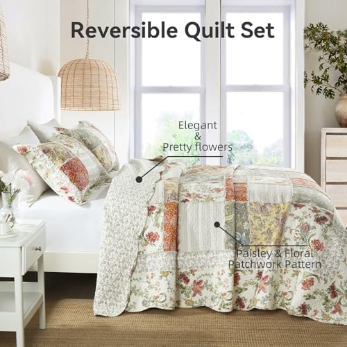 Yvooxny 3-Piece Quilt Set with Ruffles and Pillowcases