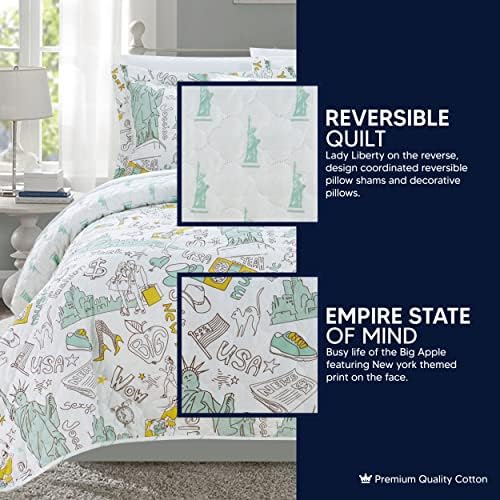 Chic Home New York 5 Piece Reversible Quilt Set - Purple