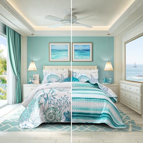 Coastal Quilts King Size 3 Piece Bedding Set