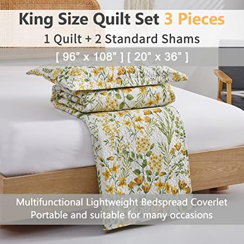 ARL HOME Floral King Quilt Set with Reversible Design