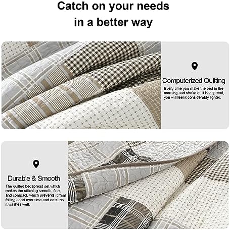 PANGUSHAN 100 Cotton Queen Quilt Set 3pcs 1
