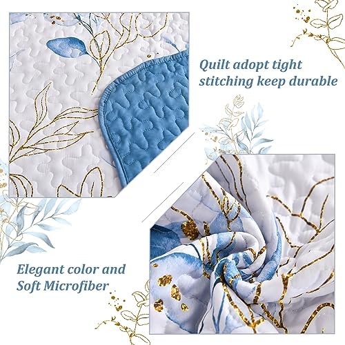 Anibedding Blue Quilt Set California King 3 Piece