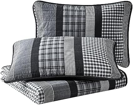 Nautica 100 Cotton Reversible Quilt Set 3-Piece Grey