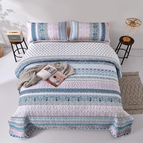 WONGS BEDDING Blue Boho Quilt Set California King