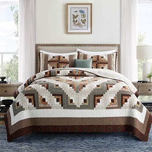 LIRISDOM King Size Quilt 3 Piece Patchwork Bedding Set