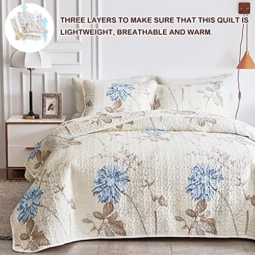 Joyreap 3-Piece Microfiber Quilt Set with Reversible Flower Design