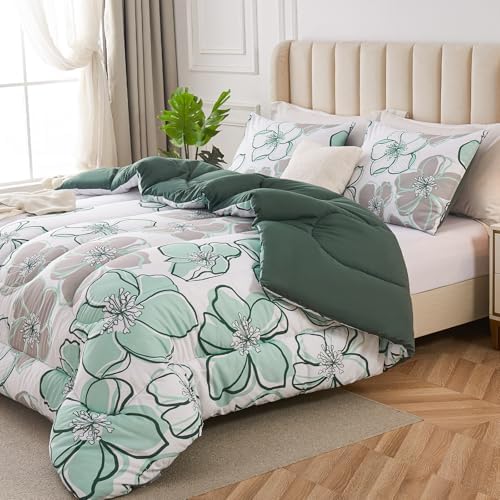 3 Piece King Size Comforter Set with Leaf Print