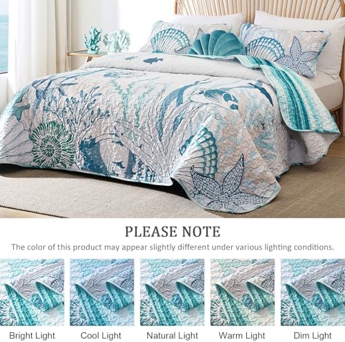 Coastal Quilts King Size 3 Piece Bedding Set
