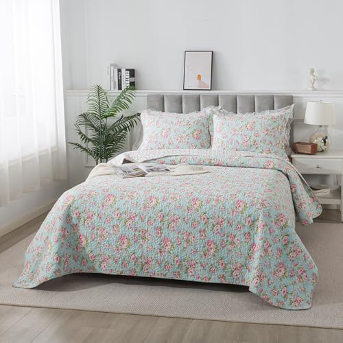 Brandream 3-Piece Shabby Chic Floral Quilt Set