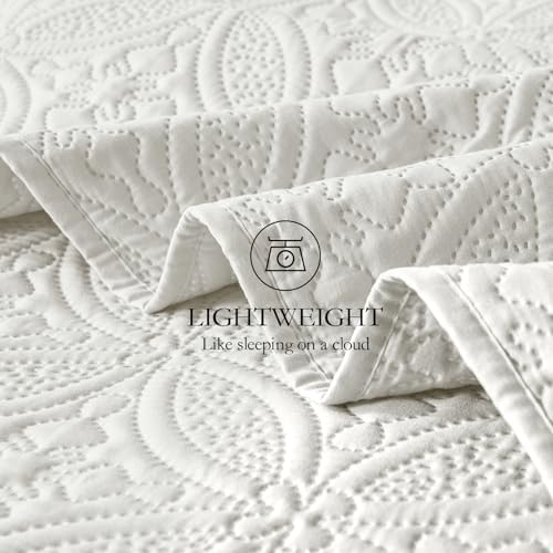 WURUIBO KingCal King Quilt Set Cream White